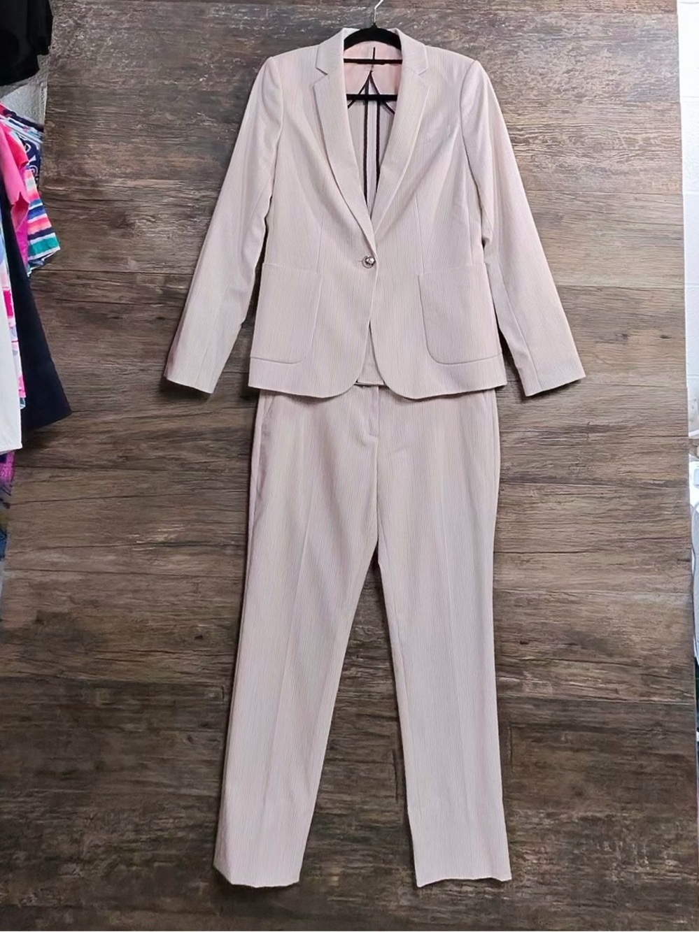 Tommy Hilfiger Women's Light Taupe Pinstripe Blazer & Pants Suit